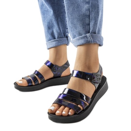 Sandalias de cuña azul marino de Covillon negro Sandalias de cuña azul marino de Covillon negro