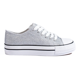 Zapatillas brocado gris con suela gruesa de Shelovet Zapatillas brocado gris con suela gruesa de Shelovet
