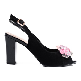 Sandalias mujer tacón con cristales Shelovet negro