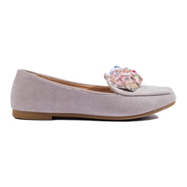 Mocasines en ante gris con cristales de Shelovet Mocasines en ante gris con cristales de Shelovet