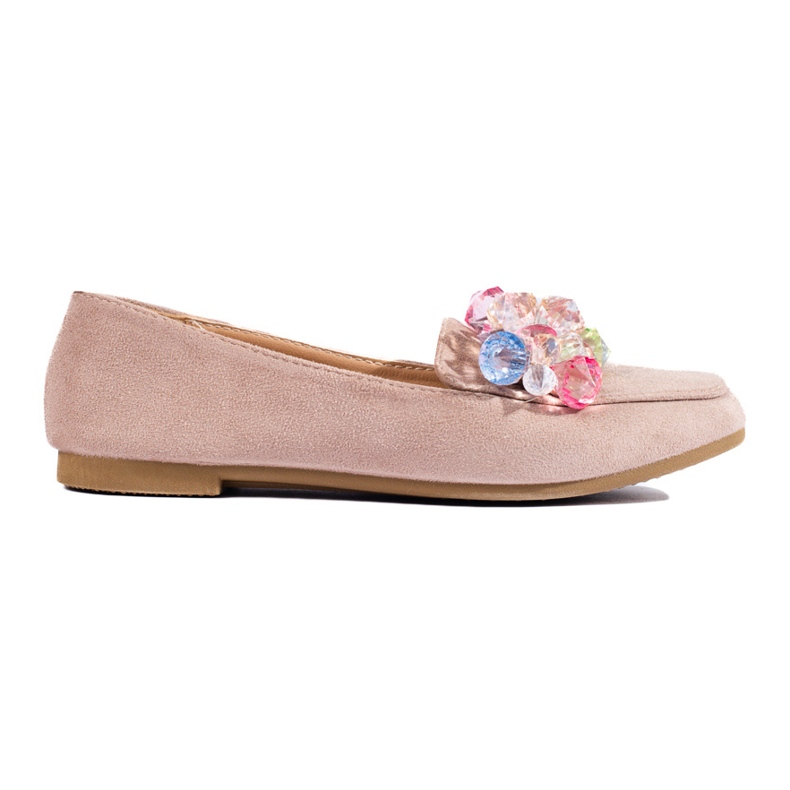 Mocasines en ante beige con cristales de Shelovet Mocasines en ante beige con cristales de Shelovet