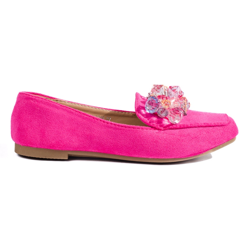 Mocasines Shelovet de ante rosa con cristales rosado