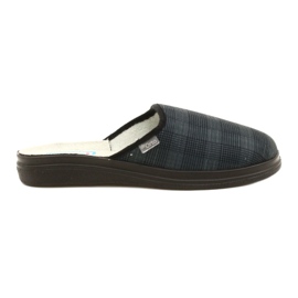 Pantuflas aislantes para hombre befado con estampado de cuadros de pu 132M016, azul marino
