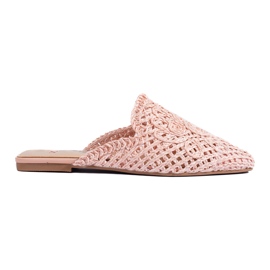 Sandalias planas rosas con pala calada de Shelovet rosado