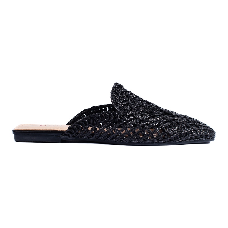 Sandalias planas negras con parte superior calada de Shelovet negro