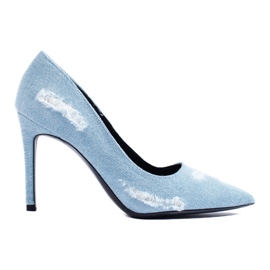Zapatos de salón vaquero Shelovet con tacón alto azul