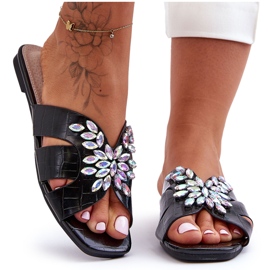 Pantuflas Con Piedras Decorativas S.Barski 617-22 Negro