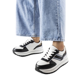 Zapatillas deportivas negras con aplicaciones de purpurina de Lang blanco