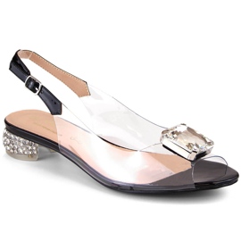 Sandalias planas negras con piedra S.Barski MR1037-10 negro