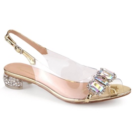 Sandalias planas doradas transparentes con circonitas S.Barski MR1037-11 dorado