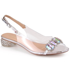 Sandalias planas plateadas con circonitas S.Barski MR1037-11 plata