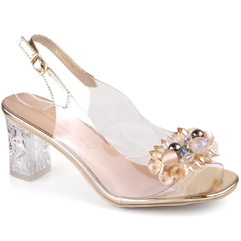 Sandalias mujer oro transparente con abalorios circonitas S.Barski MR1037-16 dorado