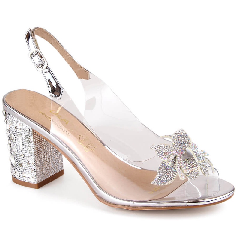Sandalias mujer plata transparente con circonitas S.Barski MR1037-18