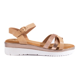 Sandalias cuña Shelovet beige marrón