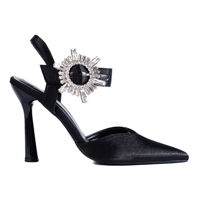 Zapatos de tacón negros satinados de Shelovet