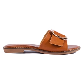 Pantuflas Shelovet marrones para mujer marrón