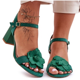 S. BARSKI Sandalias Ante Con Flor S.Barski 04 Verde S. BARSKI Sandalias Ante Con Flor S.Barski 04 Verde