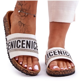 Zapatillas Casa De Corcho Con Circonitas Blanco Be Nice