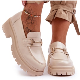 PS1 Mocasines Clásicos Mujer Plataforma Beige Miracle