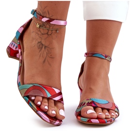 Sandalias De Tacón Alto De Satén Estampado Mezcla De Rosas ¡Inspírame! multicolor