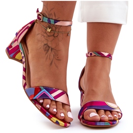 FS1 Sandalias De Tacón Alto De Satén Estampado Red Mix ¡Inspírame! multicolor