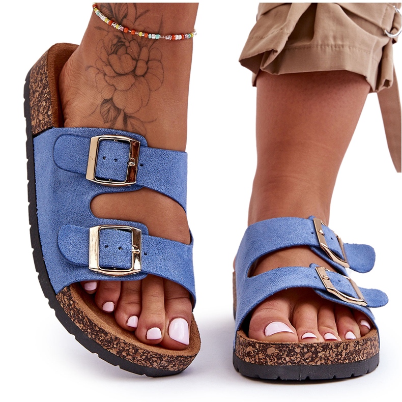 PM1 Sandalias sin cordones Cortina azul para mujer