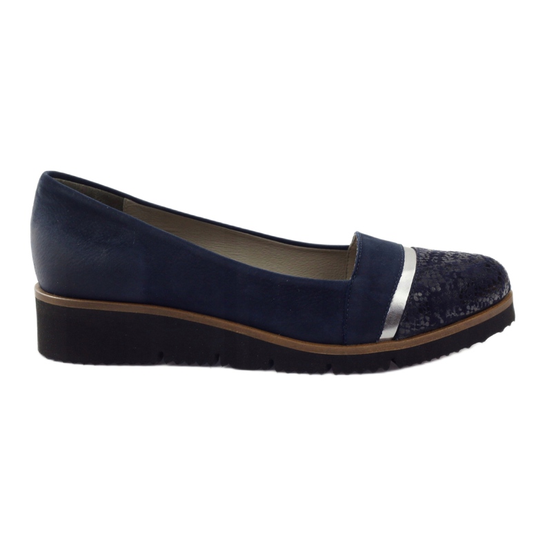 Edeo Bombas azul marino de cuero para mujeres 2325