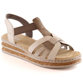 Cómodas sandalias cuña Rieker W RKR505A beige
