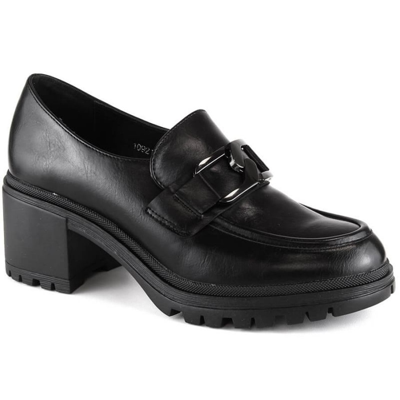Zapatos mocasines en el poste y plataforma Vinceza W JAN177C negro