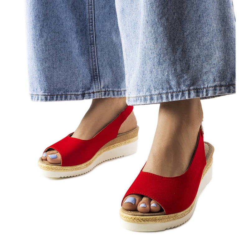 Sandalias cuña Big Star rojas JJ276048 rojo