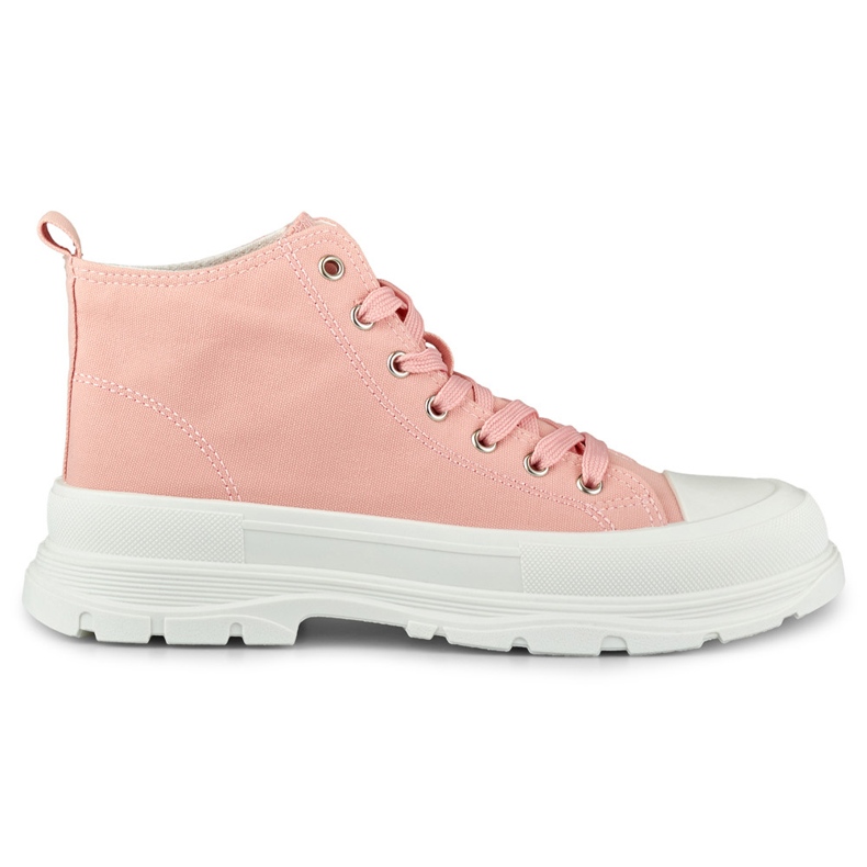 Deportivas rosas de mujer por encima del tobillo rosado