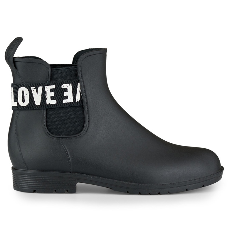 Botas de lluvia de mujer Love White en negro mate