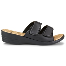 Cómodas zapatillas de casa de mujer con velcro negras negro