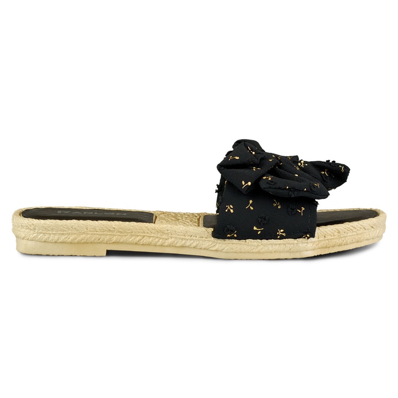 Pantuflas negras de señora con lazo negro