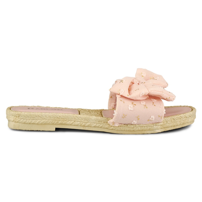 Pantuflas de mujer rosa con lazo rosado