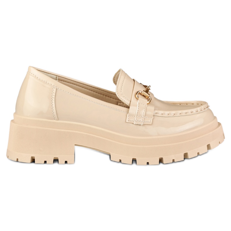Zapatos plataforma beige lacados