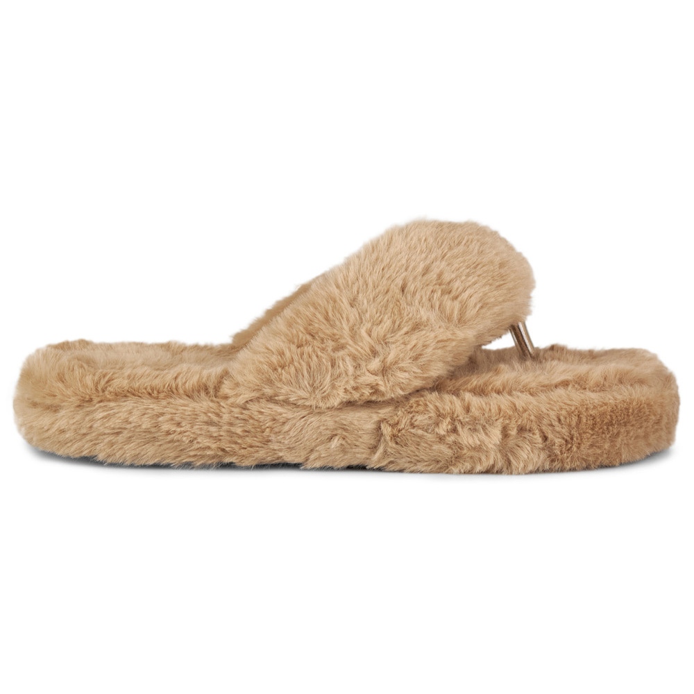 Chanclas beige pelo