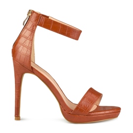 Sandalias mujer tacón caramelo marrón