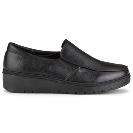 Cómodos mocasines de mujer fabricados en ecopiel negra negro
