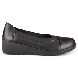 Cómodos zapatos elásticos de mujer fabricados en ecopiel negro