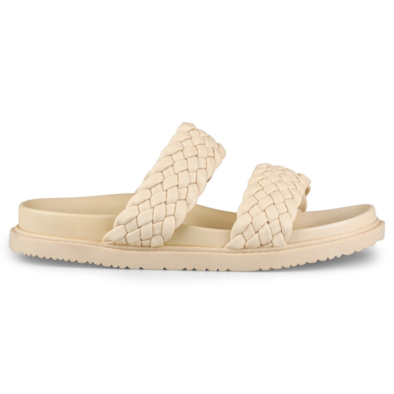 Babuchas tejidas beige para mujer
