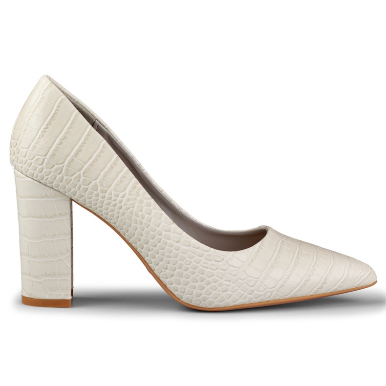 Bombas brillantes en un poste de cuero ecológico. gris Bombas brillantes en un poste de cuero ecológico. gris