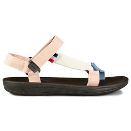 Sandalias mujer cómodas con velcro rosa