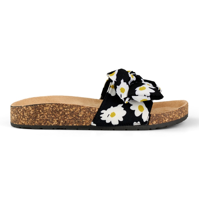 Pantuflas mujer flores negro Pantuflas mujer flores negro