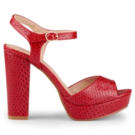 Sandalias rojas de tacón alto rojo Sandalias rojas de tacón alto rojo