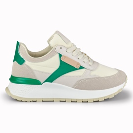Deportivas mujer cómodas beige y verde