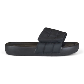 Zapatillas casa mujer negras ajustables con velcro negro