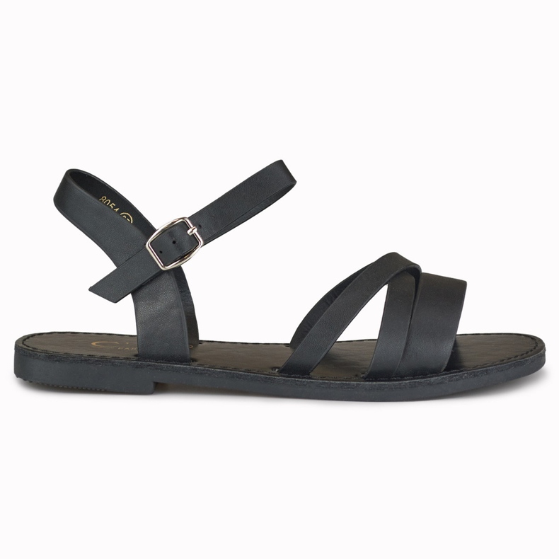 Sandalias negras planas de mujer violeta negro