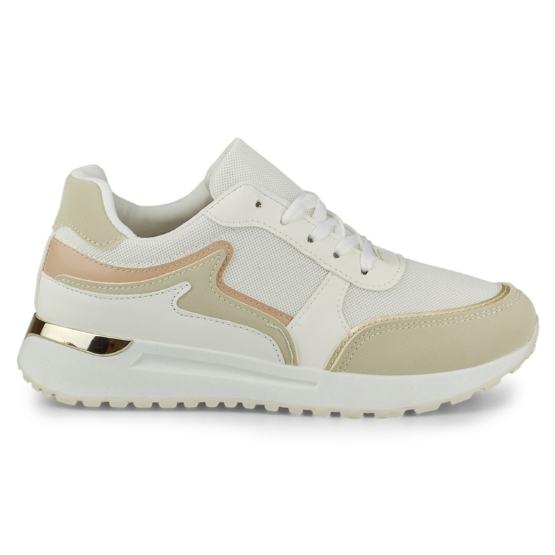Zapatillas deportivas de mujer con detalle dorado. beige