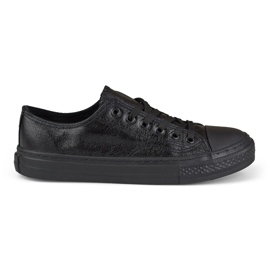 Deportivas negras brillo con suela negra negro
